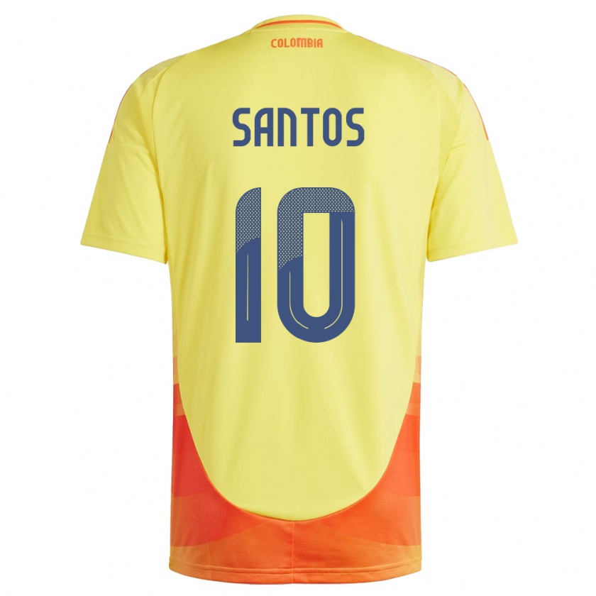 Kandiny Homme Maillot Colombie Leicy Santos #10 Jaune Tenues Domicile 24-26 T-Shirt