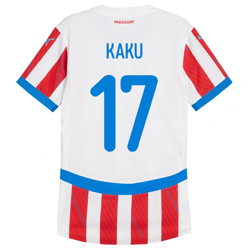 Kandiny Homme Maillot Paraguay Kaku #17 Blanc Rouge Tenues Domicile 24-26 T-Shirt