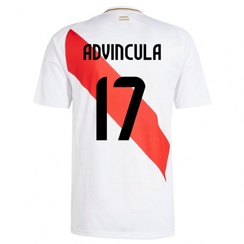 Kandiny Homme Maillot Pérou Luis Advíncula #17 Blanc Tenues Domicile 24-26 T-Shirt