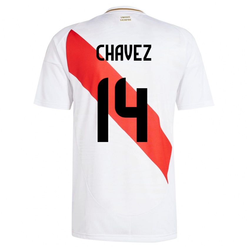 Kandiny Homme Maillot Pérou Felipe Chávez #14 Blanc Tenues Domicile 24-26 T-Shirt