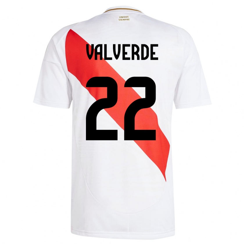 Kandiny Homme Maillot Pérou Malena Valverde #22 Blanc Tenues Domicile 24-26 T-Shirt