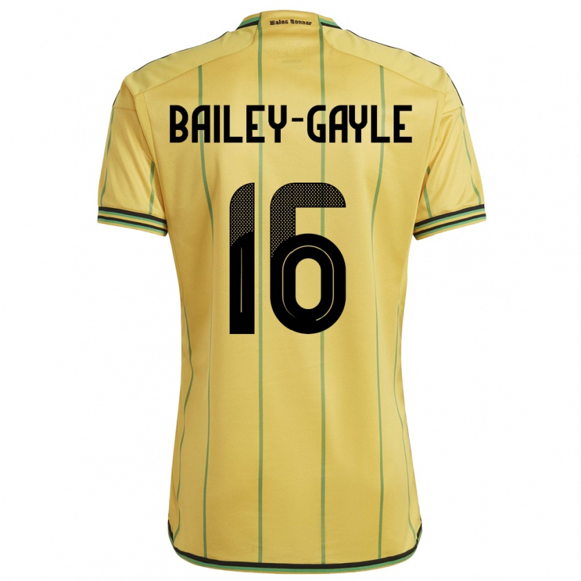 Kandiny Homme Maillot Jamaïque Paige Bailey-Gayle #16 Jaune Tenues Domicile 24-26 T-Shirt