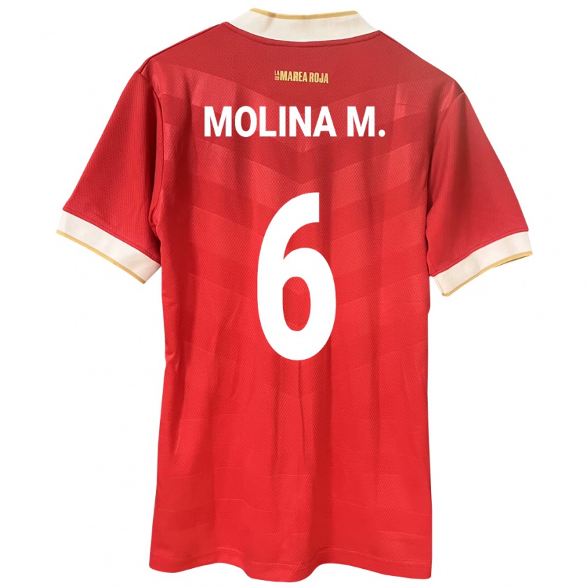 Kandiny Homme Maillot Panama Mariana Molina #6 Rouge Tenues Domicile 24-26 T-Shirt