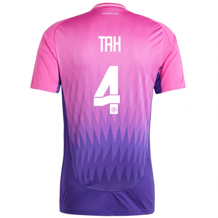 Kandiny Homme Maillot Allemagne Jonathan Tah #4 Rose-Mauve Tenues Extérieur 24-26 T-Shirt