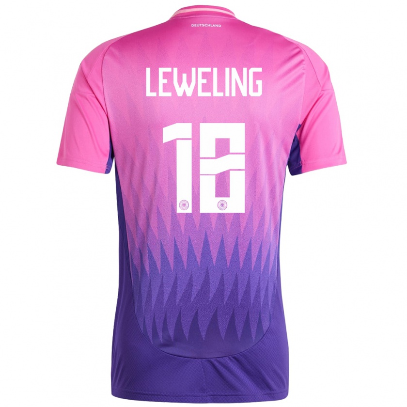 Kandiny Homme Maillot Allemagne Jamie Leweling #18 Rose-Mauve Tenues Extérieur 24-26 T-Shirt