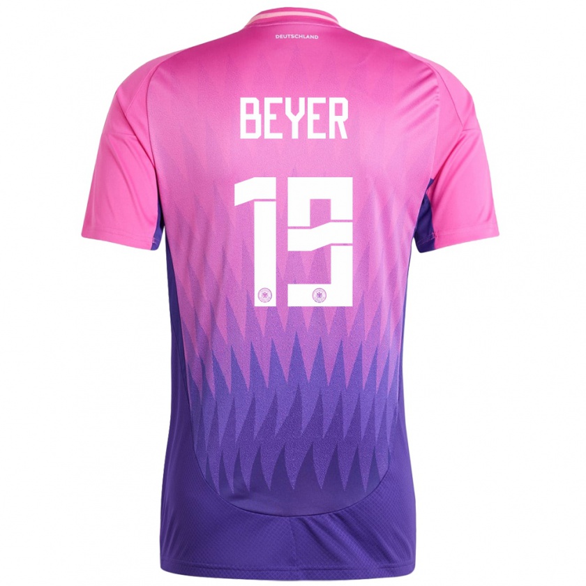 Kandiny Homme Maillot Allemagne Jordan Beyer #19 Rose-Mauve Tenues Extérieur 24-26 T-Shirt