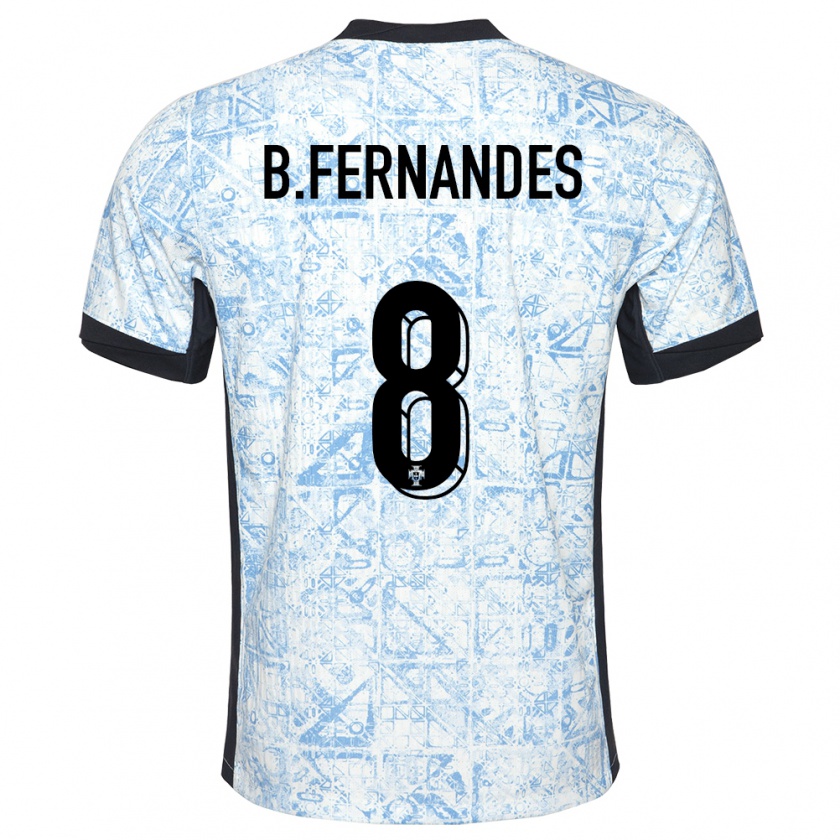Kandiny Homme Maillot Portugal Bruno Fernandes #8 Bleu Crème Tenues Extérieur 24-26 T-Shirt