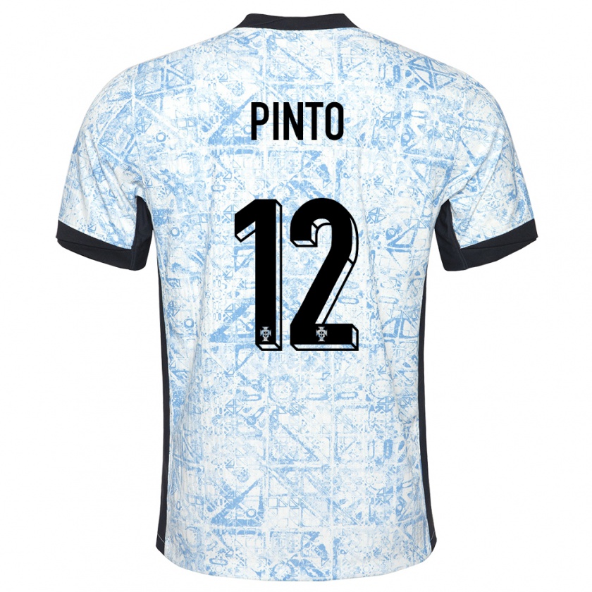 Kandiny Homme Maillot Portugal Diogo Pinto #12 Bleu Crème Tenues Extérieur 24-26 T-Shirt