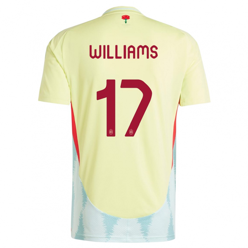 Kandiny Homme Maillot Espagne Nico Williams #17 Jaune Tenues Extérieur 24-26 T-Shirt