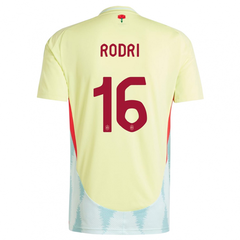 Kandiny Homme Maillot Espagne Rodri #16 Jaune Tenues Extérieur 24-26 T-Shirt