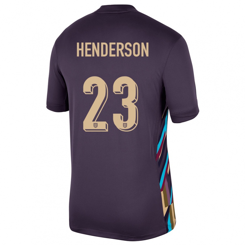 Kandiny Homme Maillot Angleterre Dean Henderson #23 Raisins Noirs Tenues Extérieur 24-26 T-Shirt