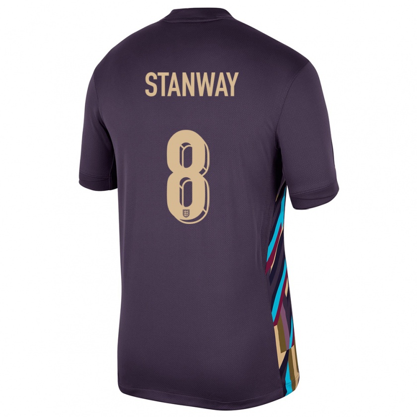 Kandiny Homme Maillot Angleterre Georgia Stanway #8 Raisins Noirs Tenues Extérieur 24-26 T-Shirt