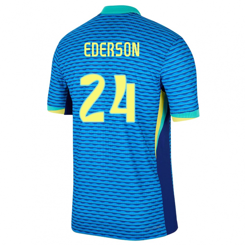 Kandiny Homme Maillot Brésil Ederson #24 Bleu Tenues Extérieur 24-26 T-Shirt