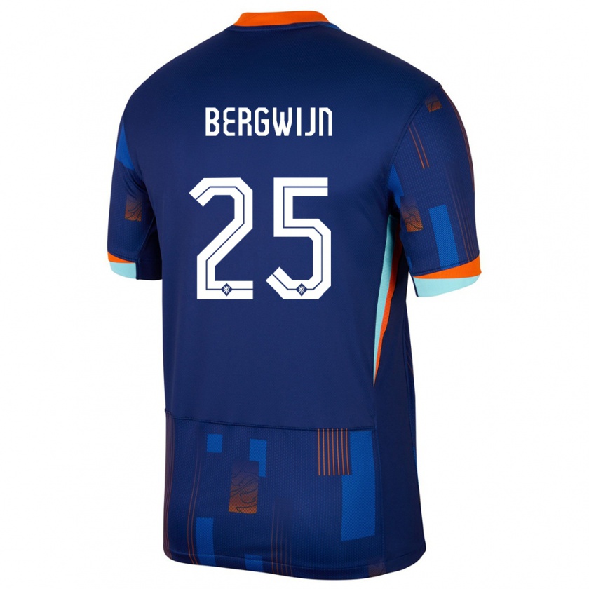 Kandiny Homme Maillot Pays-Bas Steven Bergwijn #25 Bleu Tenues Extérieur 24-26 T-Shirt