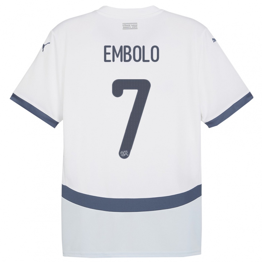 Kandiny Homme Maillot Suisse Breel Embolo #7 Blanc Tenues Extérieur 24-26 T-Shirt