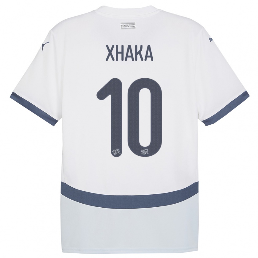 Kandiny Homme Maillot Suisse Granit Xhaka #10 Blanc Tenues Extérieur 24-26 T-Shirt