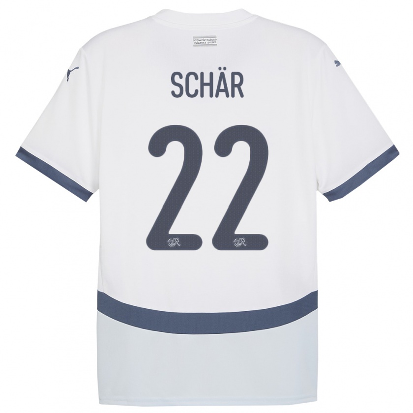 Kandiny Homme Maillot Suisse Fabian Schar #22 Blanc Tenues Extérieur 24-26 T-Shirt