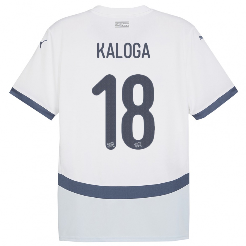 Kandiny Homme Maillot Suisse Issa Kaloga #18 Blanc Tenues Extérieur 24-26 T-Shirt