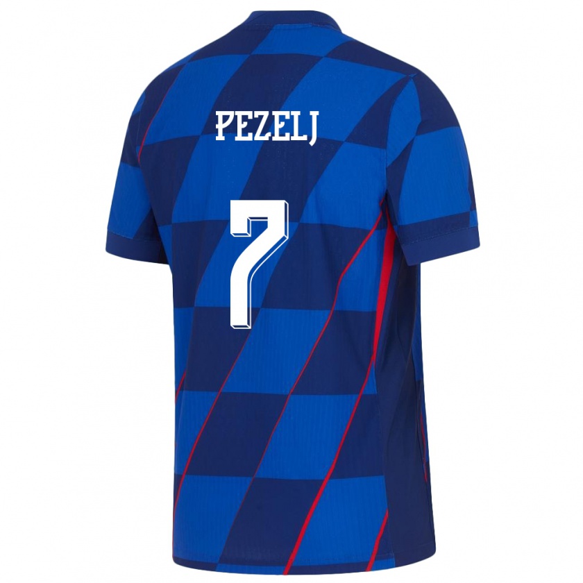 Kandiny Homme Maillot Croatie Petra Pezelj #7 Bleu Tenues Extérieur 24-26 T-Shirt