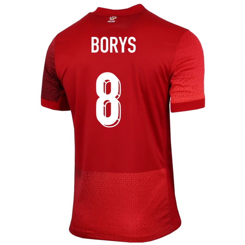 Kandiny Homme Maillot Pologne Karol Borys #8 Rouge Tenues Extérieur 24-26 T-Shirt