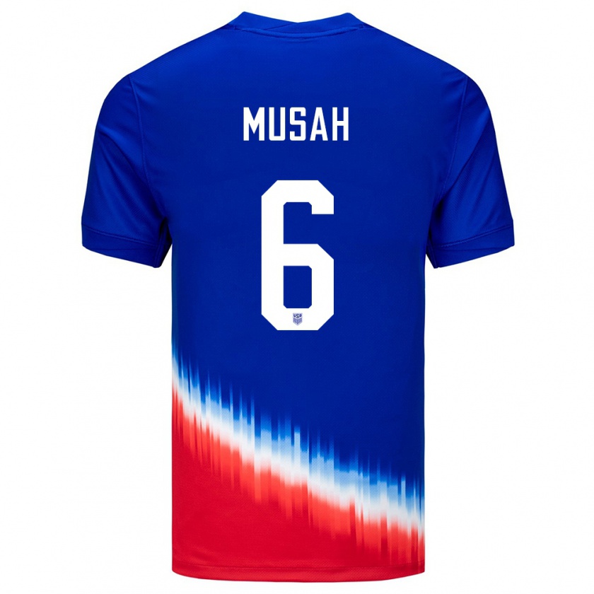 Kandiny Homme Maillot États-Unis Yunus Musah #6 Bleu Tenues Extérieur 24-26 T-Shirt