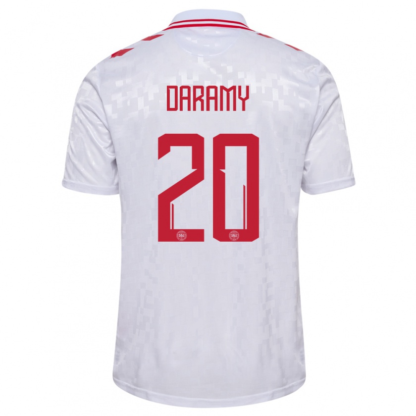 Kandiny Homme Maillot Danemark Mohamed Daramy #20 Blanc Tenues Extérieur 24-26 T-Shirt