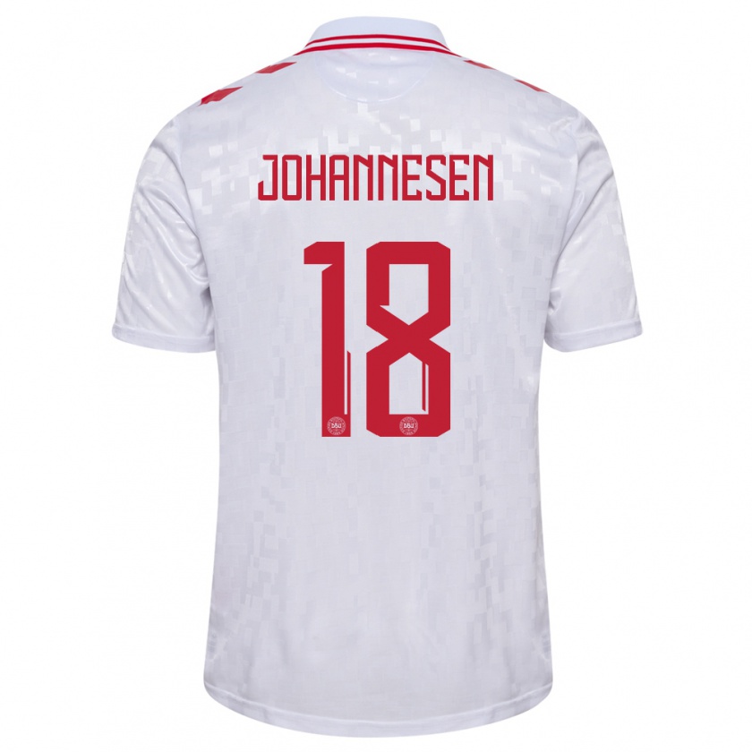 Kandiny Homme Maillot Danemark Sofus Johannesen #18 Blanc Tenues Extérieur 24-26 T-Shirt