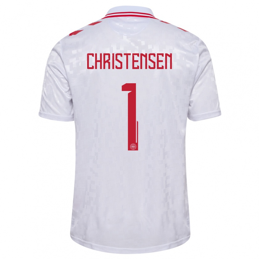 Kandiny Homme Maillot Danemark Lene Christensen #1 Blanc Tenues Extérieur 24-26 T-Shirt