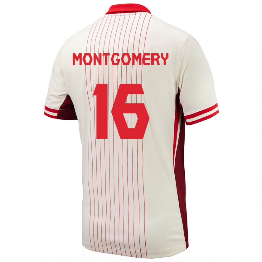 Kandiny Homme Maillot Canada Callum Montgomery #16 Blanc Tenues Extérieur 24-26 T-Shirt