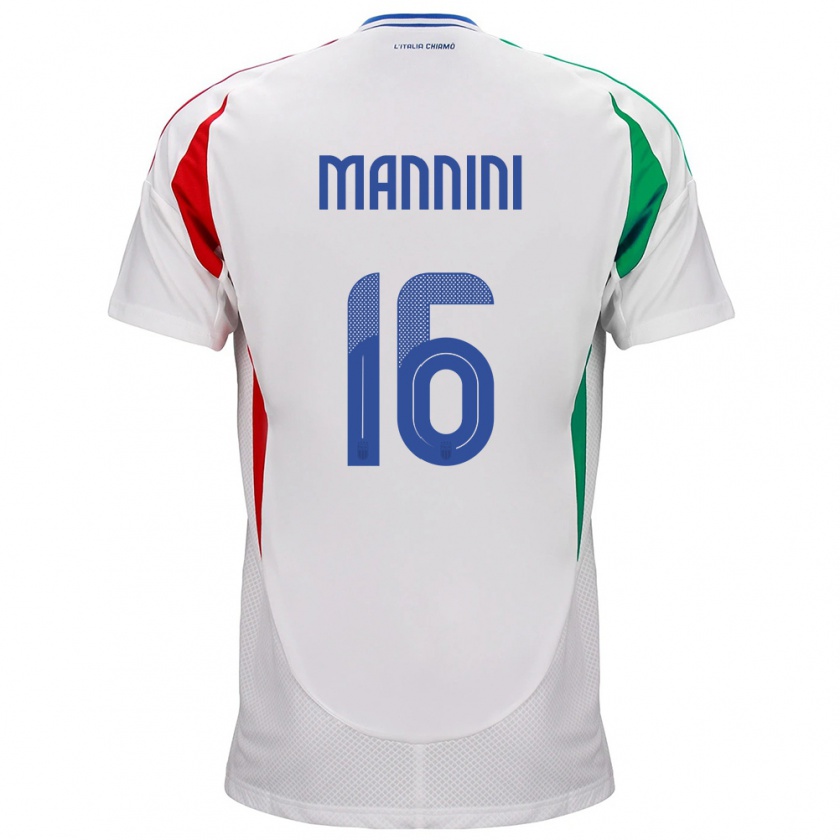 Kandiny Homme Maillot Italie Mattia Mannini #16 Blanc Tenues Extérieur 24-26 T-Shirt