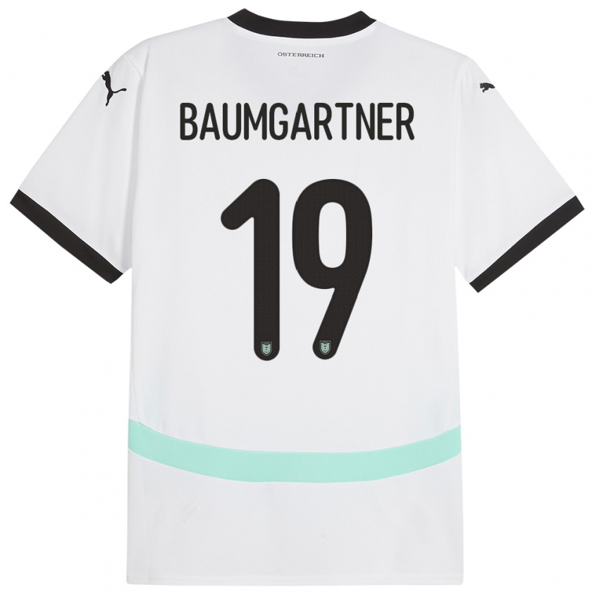 Kandiny Homme Maillot Autriche Christoph Baumgartner #19 Blanc Tenues Extérieur 24-26 T-Shirt