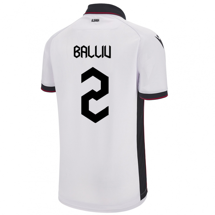 Kandiny Homme Maillot Albanie Iván Balliu #2 Blanc Tenues Extérieur 24-26 T-Shirt