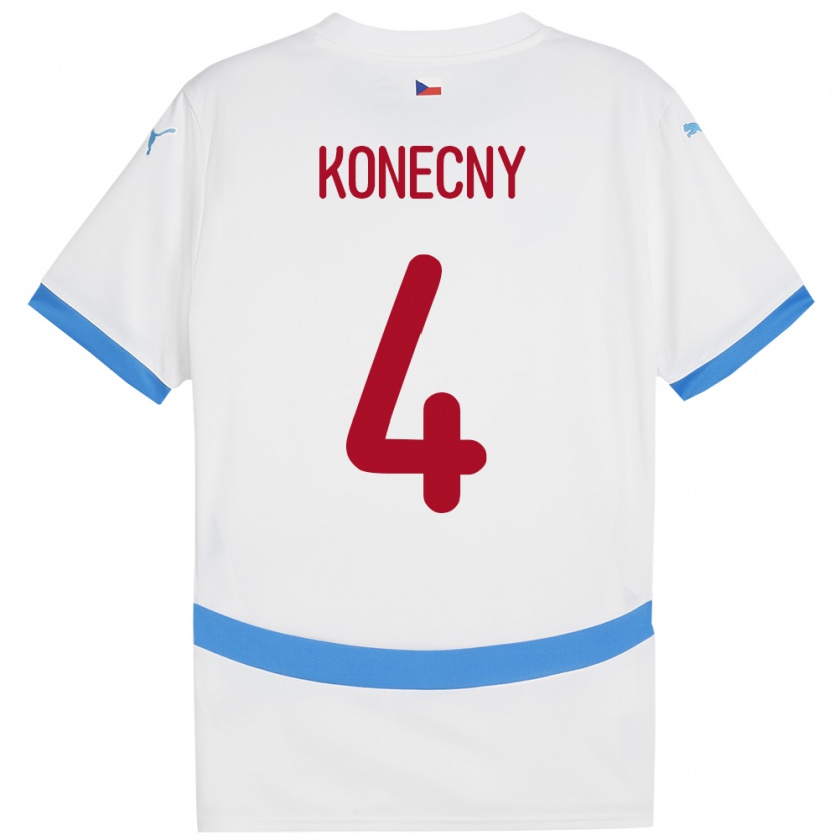 Kandiny Homme Maillot Tchéquie Mikulas Konecny #4 Blanc Tenues Extérieur 24-26 T-Shirt