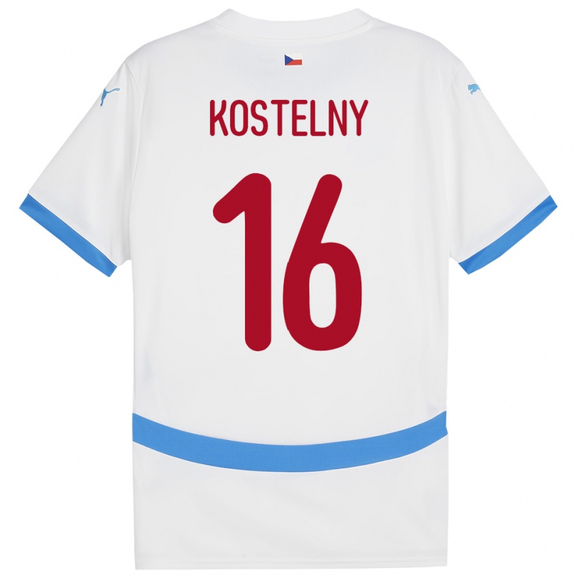 Kandiny Homme Maillot Tchéquie Krystof Kostelny #16 Blanc Tenues Extérieur 24-26 T-Shirt