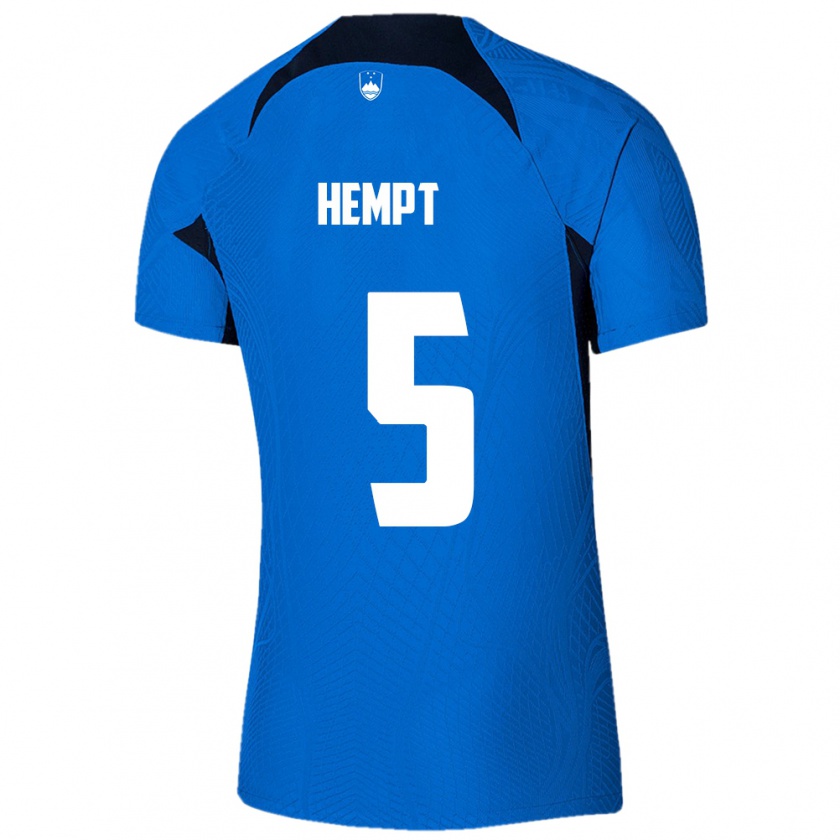 Kandiny Homme Maillot Slovénie Lukas Hempt #5 Bleu Tenues Extérieur 24-26 T-Shirt