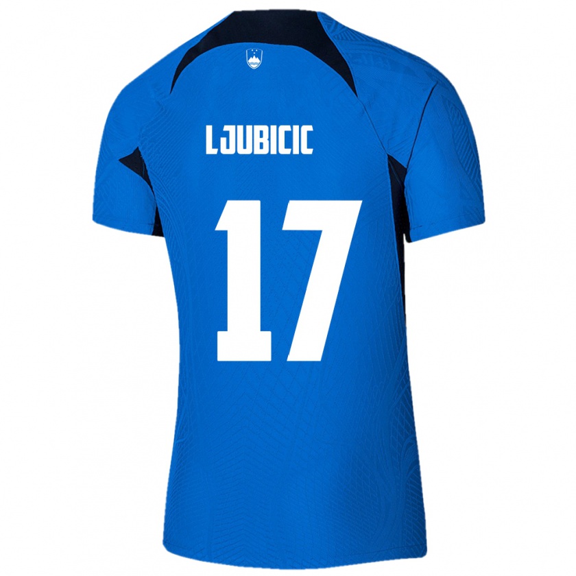 Kandiny Homme Maillot Slovénie Egon Ljubicic #17 Bleu Tenues Extérieur 24-26 T-Shirt