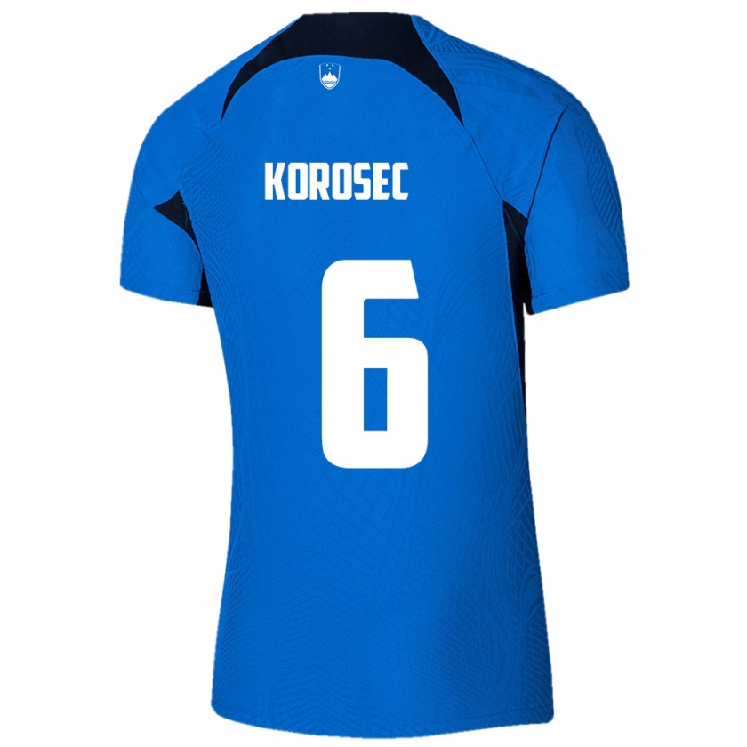 Kandiny Homme Maillot Slovénie Kaja Korošec #6 Bleu Tenues Extérieur 24-26 T-Shirt