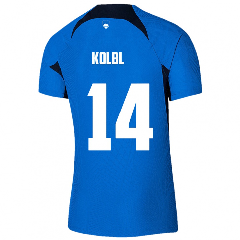 Kandiny Homme Maillot Slovénie Špela Kolbl #14 Bleu Tenues Extérieur 24-26 T-Shirt