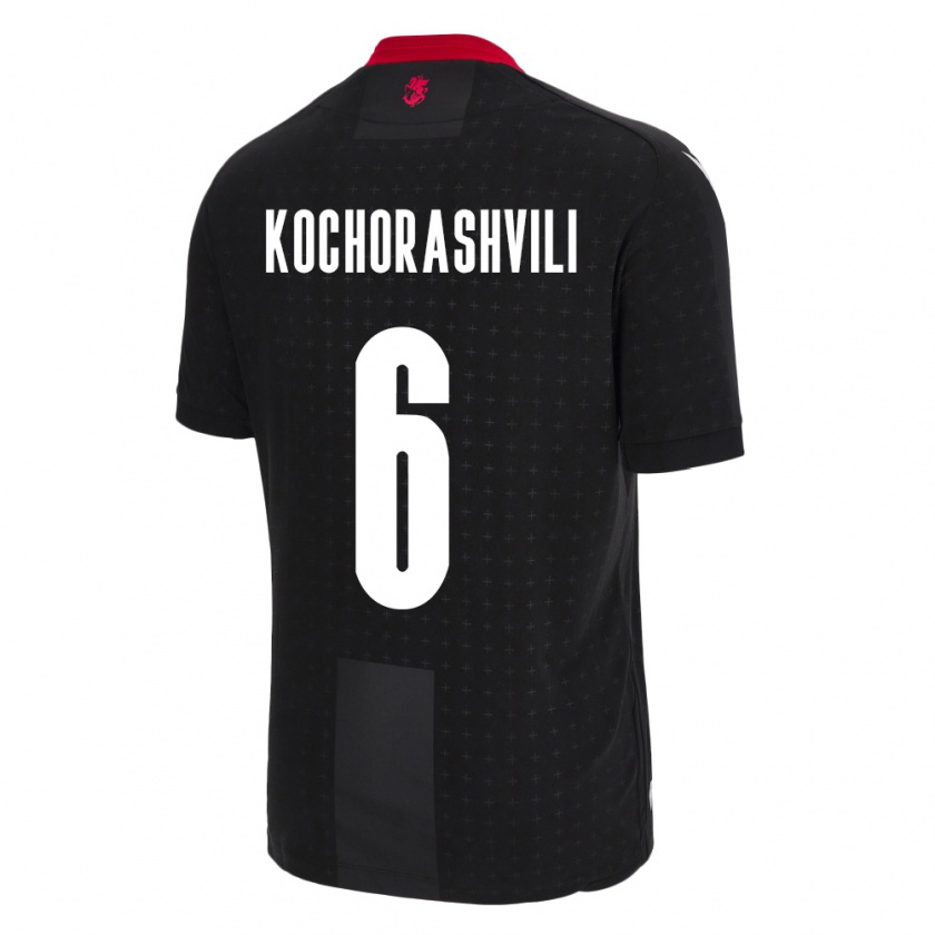 Kandiny Homme Maillot Géorgie Giorgi Kochorashvili #6 Noir Tenues Extérieur 24-26 T-Shirt