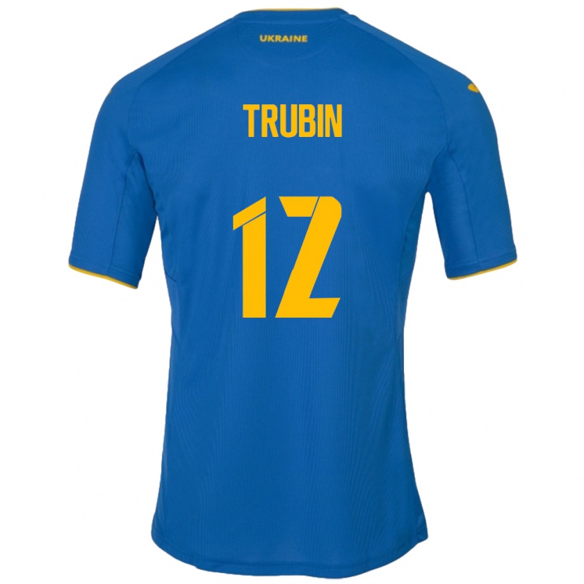 Kandiny Homme Maillot Ukraine Anatoliy Trubin #12 Bleu Tenues Extérieur 24-26 T-Shirt