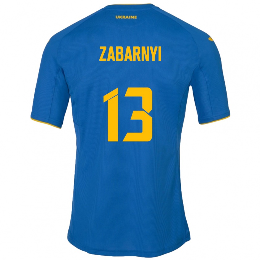 Kandiny Homme Maillot Ukraine Ilya Zabarnyi #13 Bleu Tenues Extérieur 24-26 T-Shirt