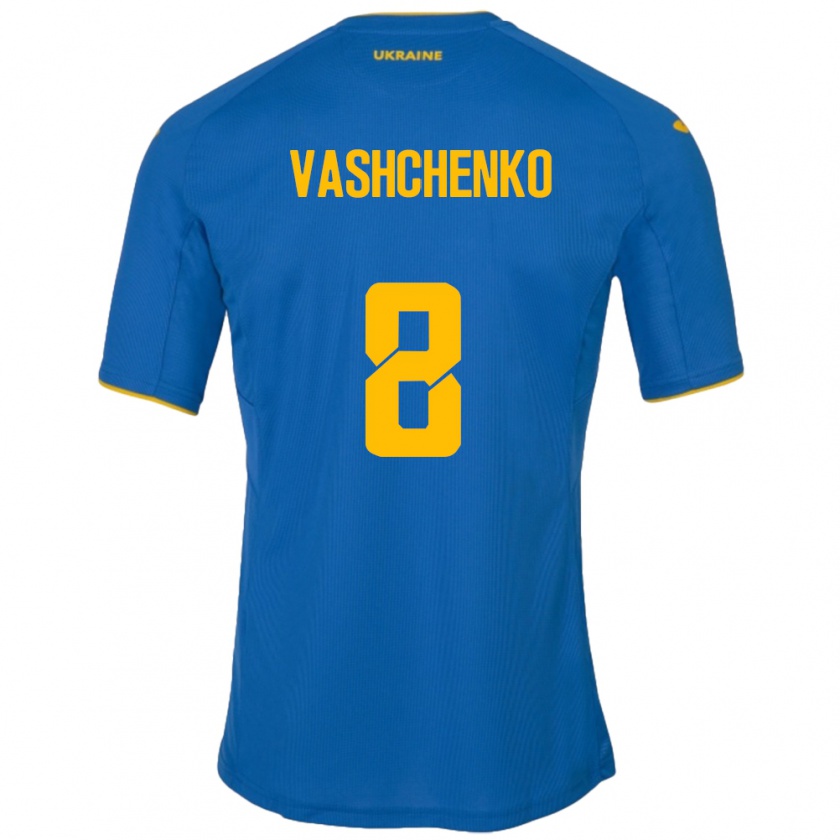 Kandiny Homme Maillot Ukraine Daniil Vashchenko #8 Bleu Tenues Extérieur 24-26 T-Shirt