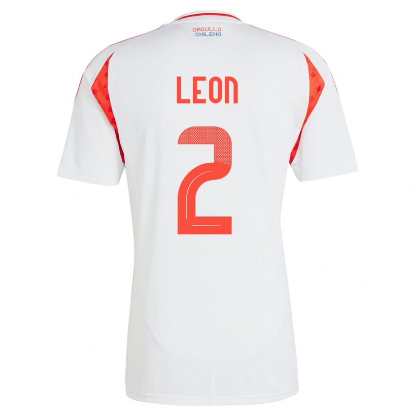 Kandiny Homme Maillot Chili Maicol León #2 Blanc Tenues Extérieur 24-26 T-Shirt