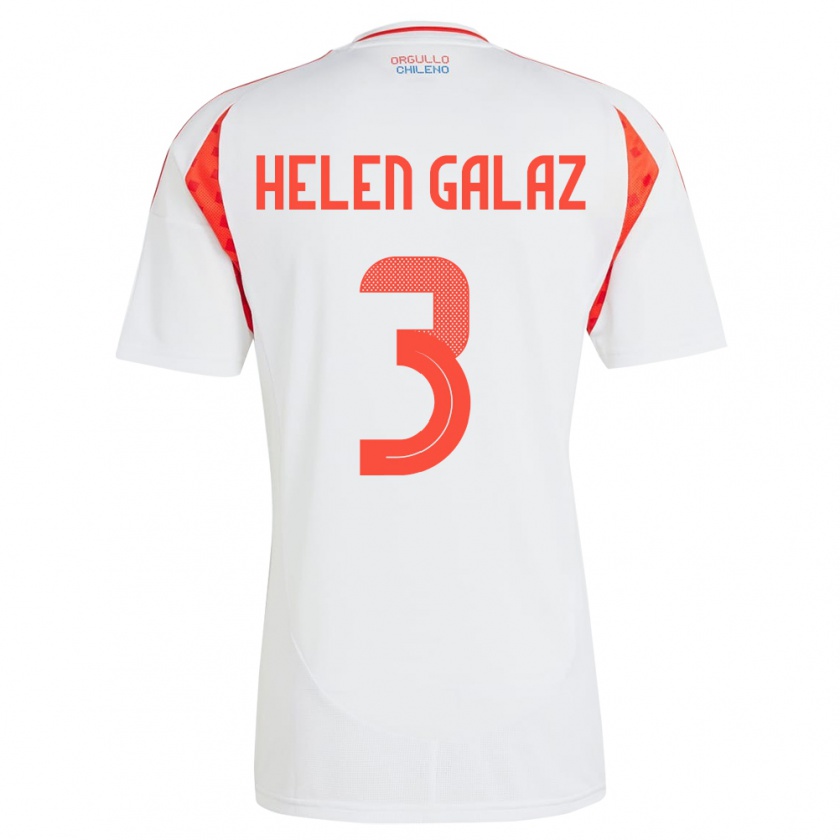 Kandiny Homme Maillot Chili Su Helen Galaz #3 Blanc Tenues Extérieur 24-26 T-Shirt