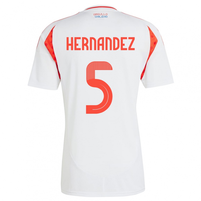 Kandiny Homme Maillot Chili Monserrat Hernández #5 Blanc Tenues Extérieur 24-26 T-Shirt