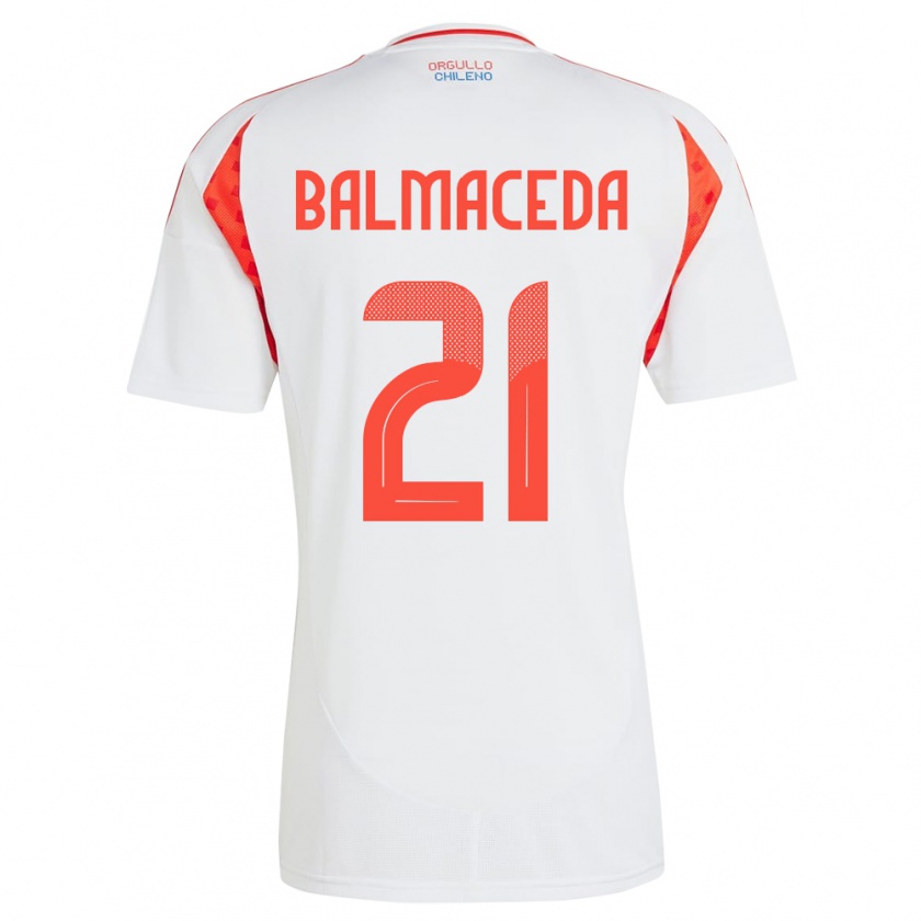 Kandiny Homme Maillot Chili Rosario Balmaceda #21 Blanc Tenues Extérieur 24-26 T-Shirt