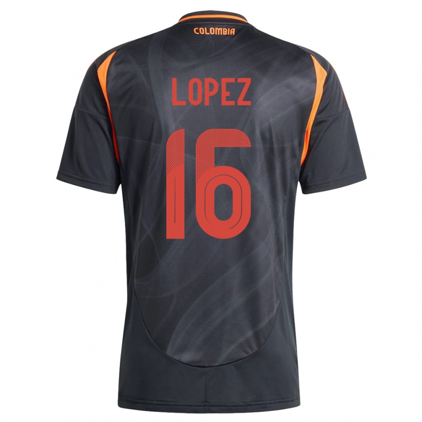 Kandiny Homme Maillot Colombie William López #16 Noir Tenues Extérieur 24-26 T-Shirt