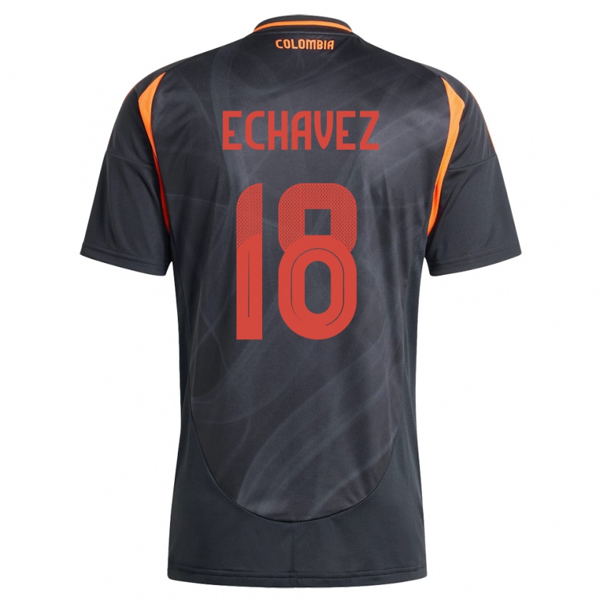 Kandiny Homme Maillot Colombie Jhon Echavez #18 Noir Tenues Extérieur 24-26 T-Shirt