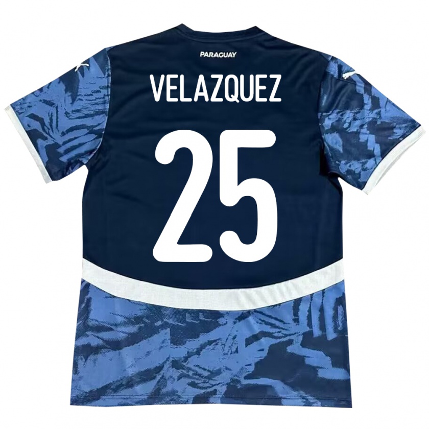 Kandiny Homme Maillot Paraguay Gustavo Velázquez #25 Bleu Tenues Extérieur 24-26 T-Shirt