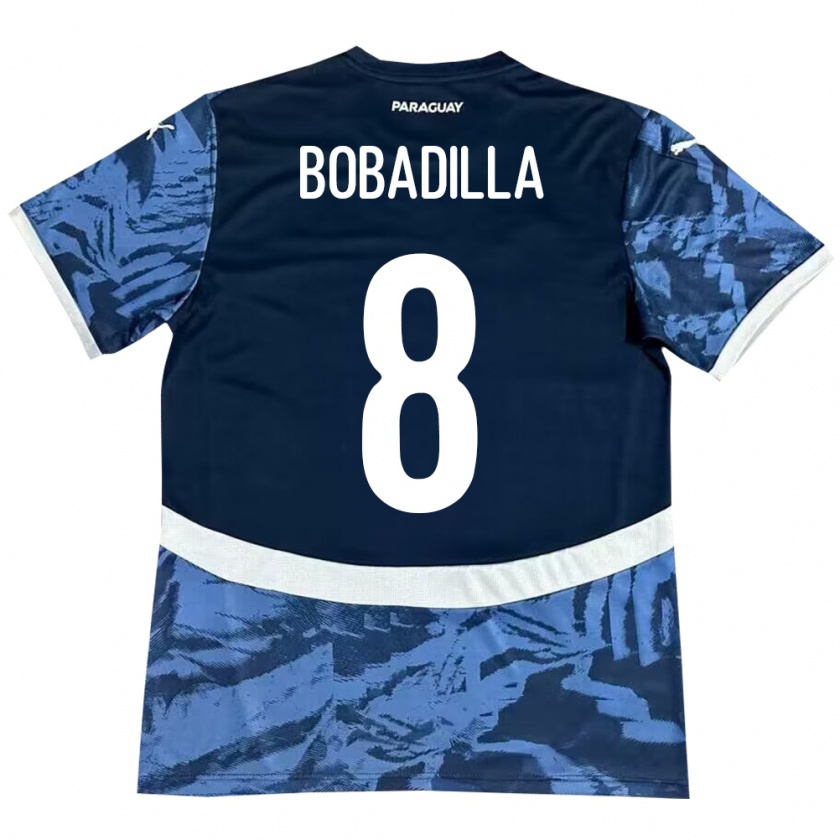 Kandiny Homme Maillot Paraguay Damián Bobadilla #8 Bleu Tenues Extérieur 24-26 T-Shirt